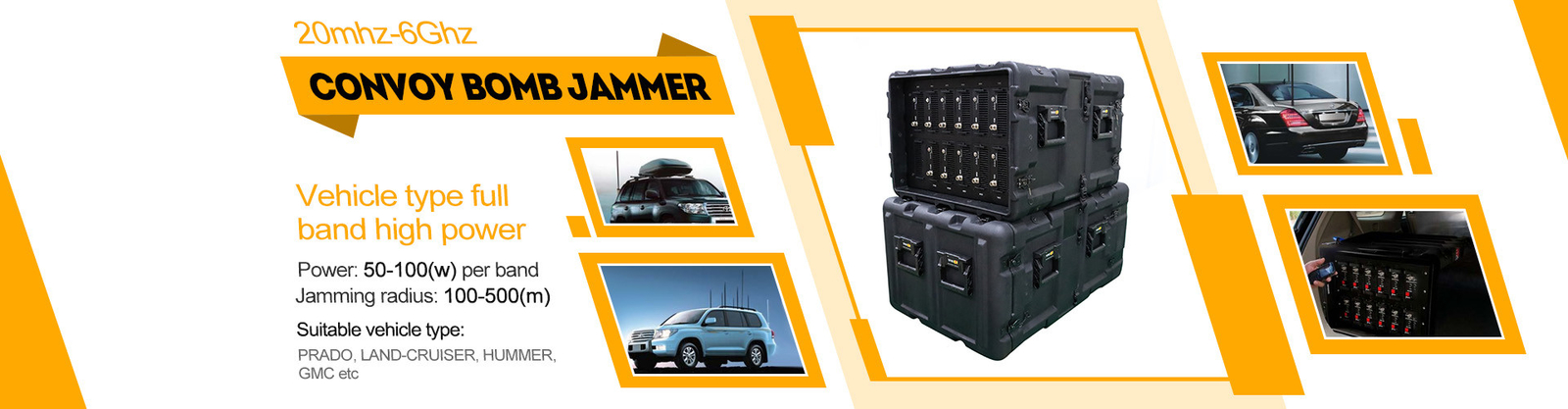 Full Band Convoy Bomb Jammer 20 - 6000MHz Vehicle Type High Power 720w