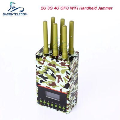 3w 6 canais 20m Militar Jammer de sinal 2G 3G 4G GPS WiFi 4000mAH